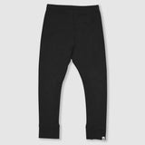 Black Ribbed Cotton Leggings